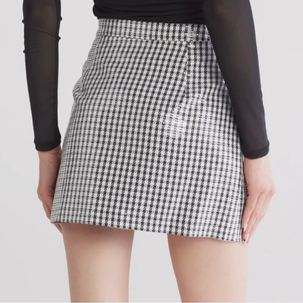 WAYF Sequined Houndstooth Mini Skirt